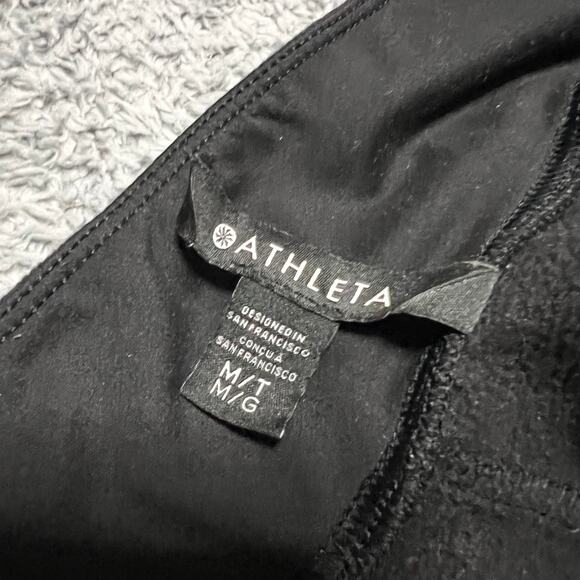 Athleta Retroplush Straight Leg Pants Womens Medium Tall Sweatpants Black Lounge - Picture 5 of 11